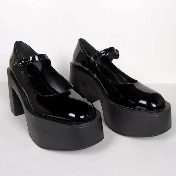 LARROUDE Black Patent Leather Olivia Platform Mary Jane Pump Chunky Women's 9.5 - Picture 3 of 9